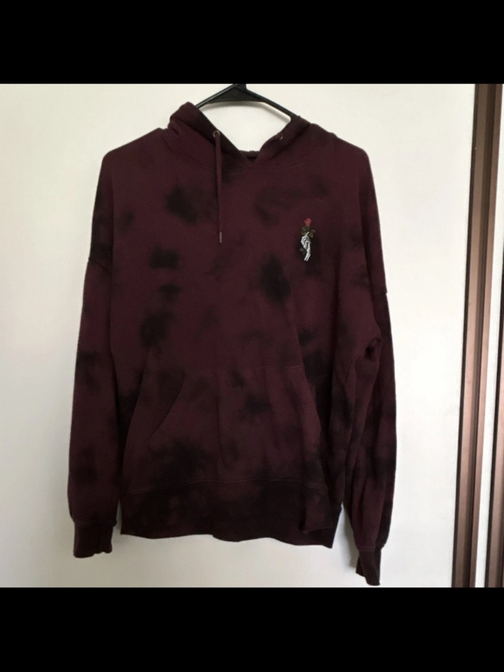 Empyre Women's Burgundy Tie-Dye Hoodie with Rose Embroidery